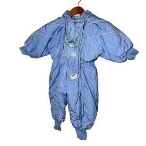 Precious Moments Quiltex Baby Snowsuit Blue Football Theme 18 Months Winter